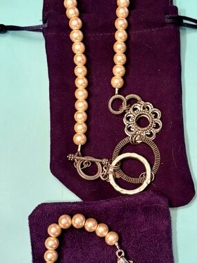 Jewel Kade Gold-Tone Pearl Bead Necklace with Decorative Toggle